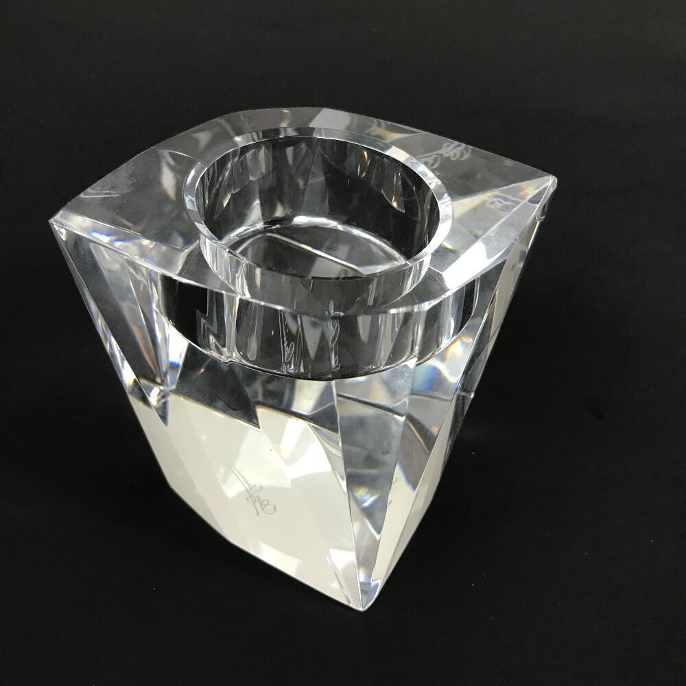 Crystal Oleg Cassini Votive, 2.5" x 3.5", signed